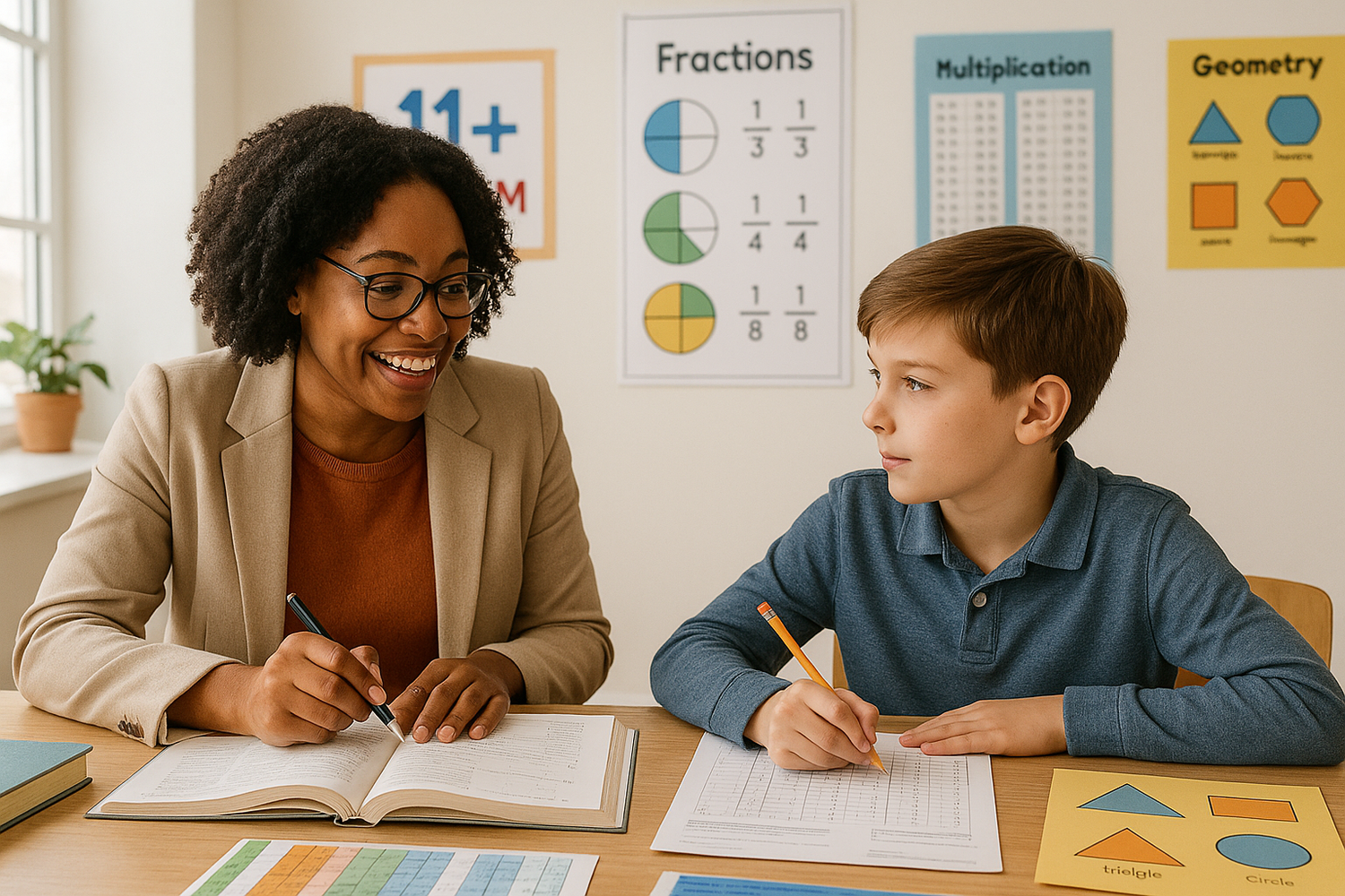 black teacher teaching 11 plus 1to 1